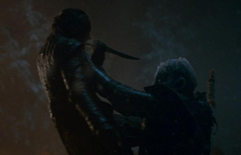 Arya’s fatal knife-drop fake-out with the Night King — is indeed enacted by Maisie herself.