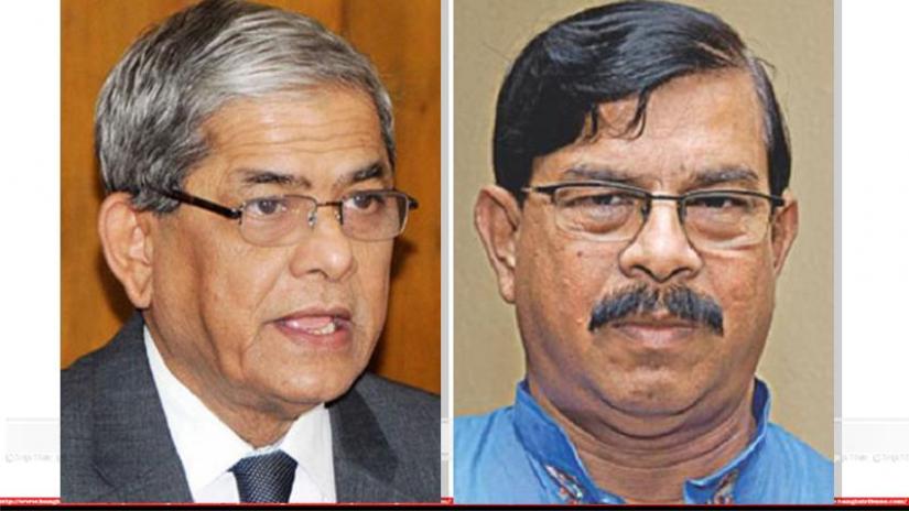 The photo collage shows BNP Secretary General Mirza Fakhrul (l) and Nagorik Oikko convener Mahmudur Rahman Manna (r).