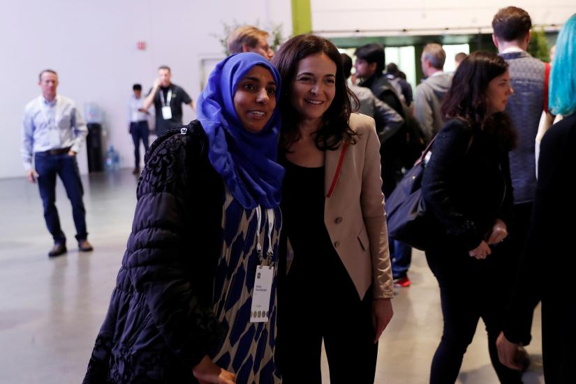 Facebook Chief Operating Officer Sheryl Sandberg greets an attendee during Facebook Inc`s F8 developers conference in San Jose, California, U.S., April 30, 2019. REUTERS