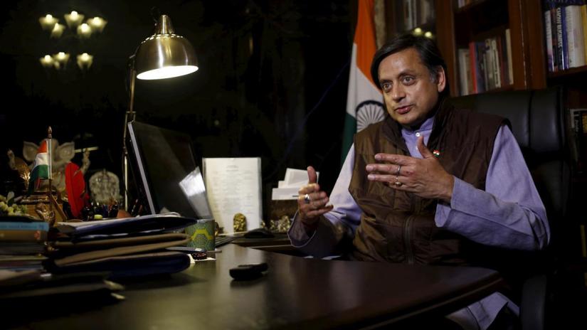 Shashi Tharoor, a member of parliament from India`s main opposition Congress party, speaks during an interview with Thomson Reuters Foundation at his office in New Delhi, India, Jan 25, 2016. REUTERS/File Photo