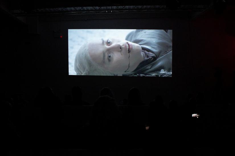 The final episode of Game of Thrones is projected at a watch party in the Manhattan borough of New York City, U.S., May 19, 2019. REUTERS