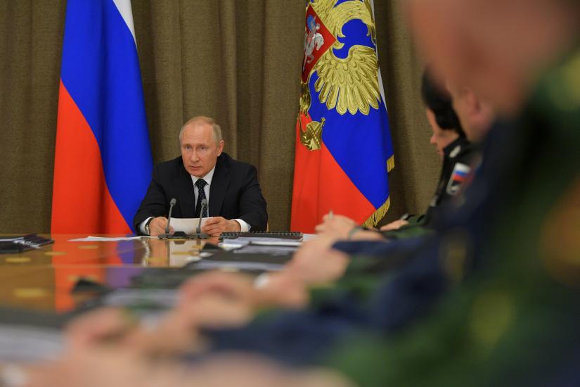 Russian President Vladimir Putin chairs a meeting on military aviation in Sochi, Russia May 15, 2019. Sputnik/Kremlin via REUTERS