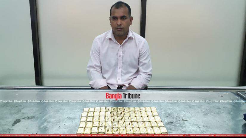 Customs authorities detained 35-year-old Rajib Dewan with 65 gold bars weighing 6.5 kilograms from Hazrat Shahjalal International Airport in Dhaka.