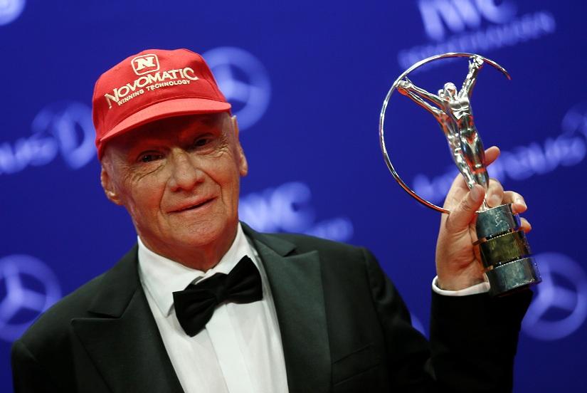 Former Formula One driver Niki Lauda poses with his Lifetime award during the Laureus World Sports Awards 2016 in Berlin, Germany, April 18, 2016. REUTERS/File Photo
