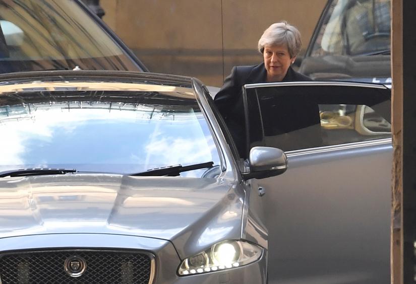 Britain`s Prime Minister Theresa May leaves the Houses of Parliament in London, Britain, May 22, 2019. REUTERS