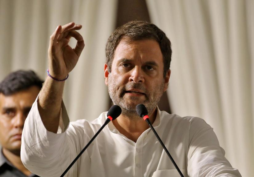 Rahul Gandhi, President of India`s main opposition Congress party, addresses an election campaign rally in New Delhi, India, May 9, 2019. REUTERS