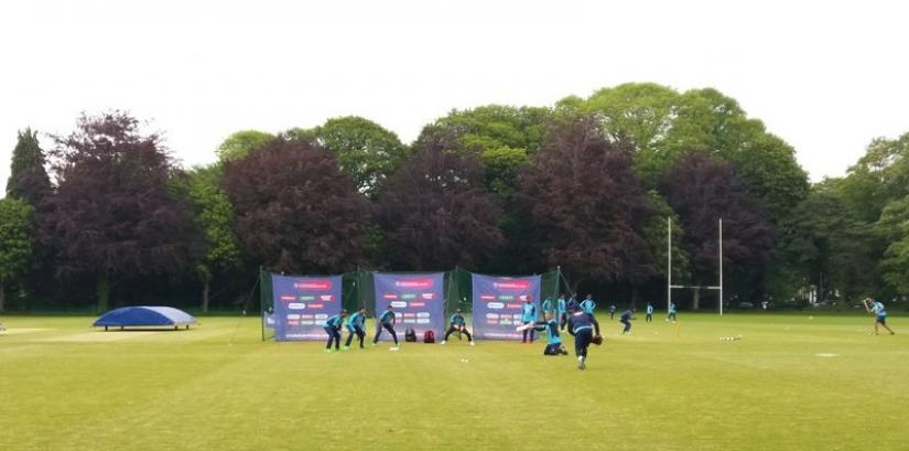 Bangladesh coach Steve Rhodes gives catching practice to his charges during training in Cardiff Friday PHOTO/Ali Shahriyar Amin