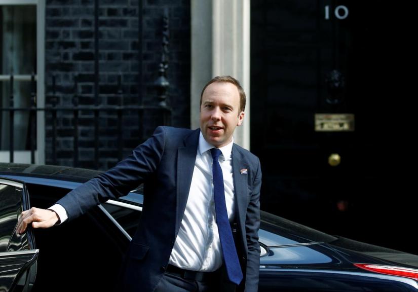 Britain`s Secretary of State for Health Matt Hancock is seen outside Downing Street, as uncertainty over Brexit continues, in London, Britain May 7, 2019. REUTERS/File Photo