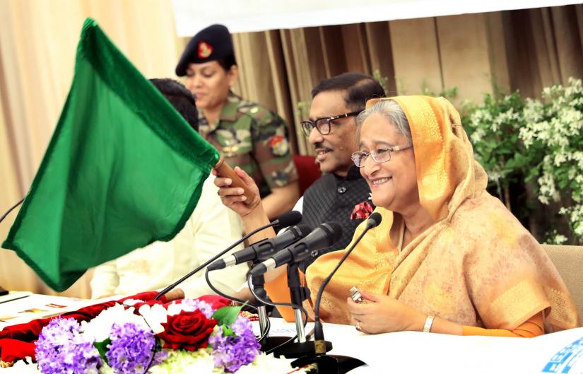 Prime Minister Sheikh Hasina launches an intercity “Panchagarh Express” train service on Dhaka-Panchagarh route at a video conference at her Ganabhaban residence on Saturday (May 25). FOCUS BANGLA