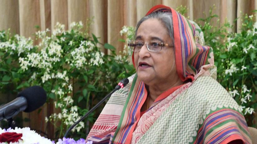 Prime Minister Sheikh Hasina speaks at a special meeting of the Board of Governors of Joyeeta Foundation at Ganabhaban in Dhaka on Sunday (May 26). PID