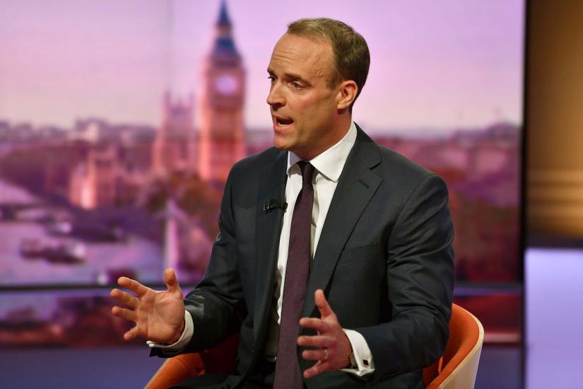 Dominic Raab MP, former Brexit Secretary appears on BBC TV`s The Andrew Marr Show in London, Britain, May 26, 2019. Jeff Overs/BBC/Handout via REUTERS