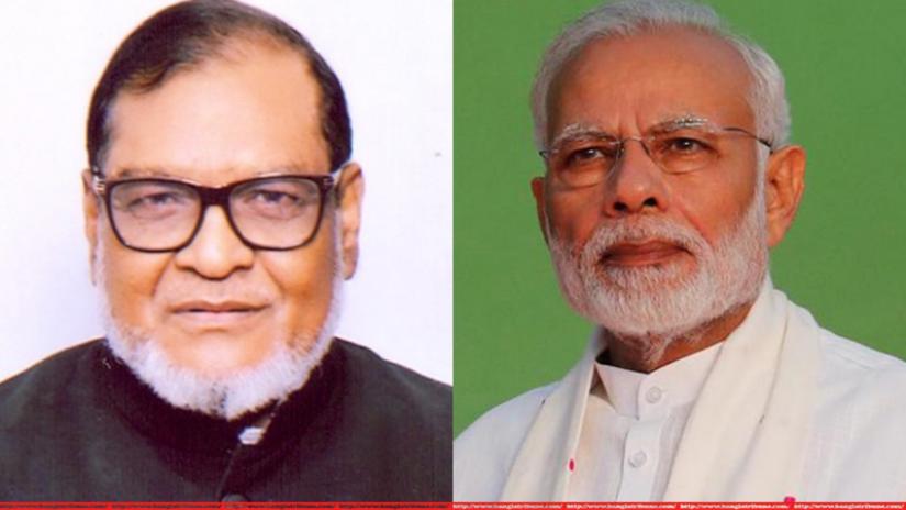 The photo collage shows Bangladeshi Liberation War Minister AKM Mozammel Haque and Indian Prime Minister Narendra Modi