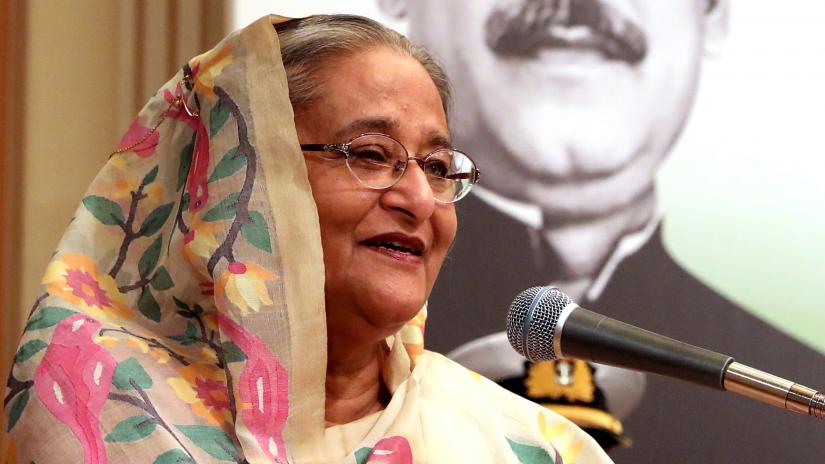 Prime Minister Sheikh Hasina addresses a community reception accorded to her honour by the expatriate Bangladeshis in Japan at a hotel in Tokyo on Tuesday (May 28). BSS