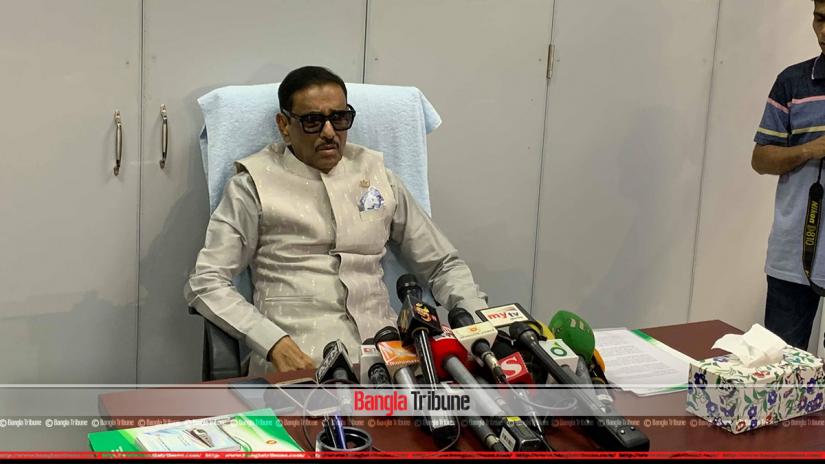 Awami League General Secretary Obaidul Quader speaking to the media on Wednesday (May 29).