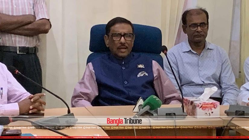 Road Transport and Bridges Minister Obaidul Quader speaking at a program on Thursday (May 30).