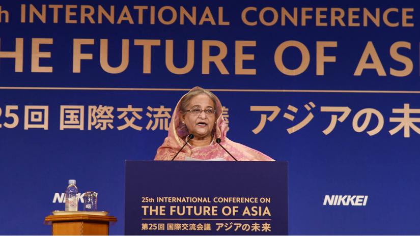 Bangladesh Prime Minister Sheikh Hasina was delivering a keynote speech at the Nikkei Inc’s International Conference titled “The Future of Asia” at a hotel in Tokyo on Thursday (May 30). FOCUS BANGLA