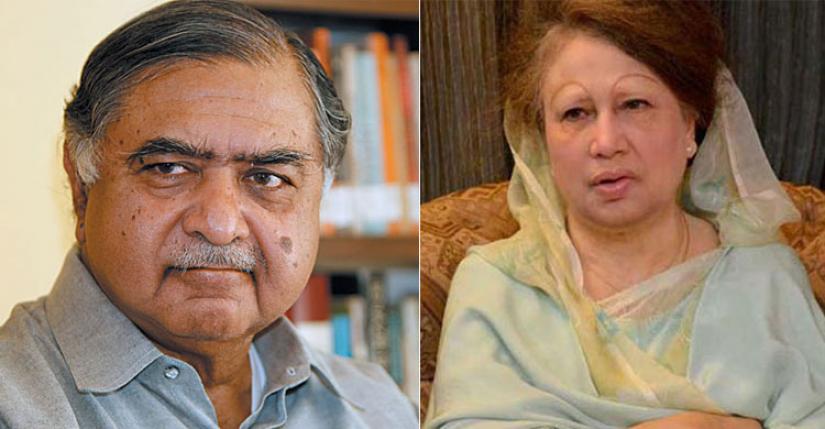 Combination of file photos show Gano Forum chief Dr Kamal Hossain and BNP Chairperson Khaleda Zia.