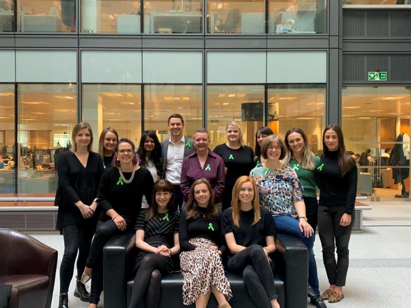 The first Mental Health First Aiders in the Goldman Sachs London office on Fleet Street are seen in London, Britain in this handout photo obtained on May 30, 2019. Goldman Sachs