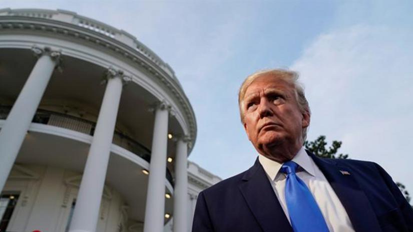 US President Donald Trump speaks to the media before departing for London from the White House in Washington, US, Jun 2, 2019. REUTERS