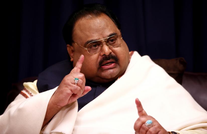 Founder of Pakistan`s MQM party, Altaf Hussain, reacts during an interview at the party`s offices in London, Britain October 30, 2016. Picture taken October 30, 2016. REUTERS/File Photo