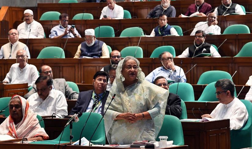 Leader of the House and Prime Minister Sheikh Hasina addressing the parliament during the session on Wednesday, Jun 12, 2019. PID