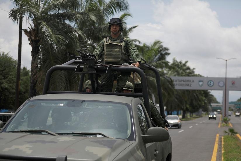 A convoy is seen after the visit of Mexico`s Secretary of Defense Luis Cresencio Sandoval Gonzalez in Tapachula, Mexico, June 11, 2019. REUTERS