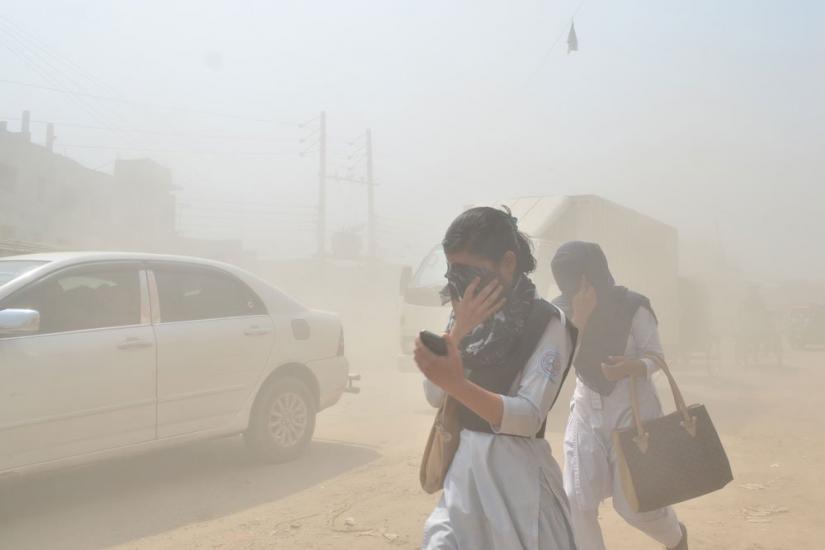 Dust pollution reaches an alarming stage in Dhaka and many deaths as well as several million cases of illness occur every year due to the poor air quality. PHOTO/Mehedi Hasan