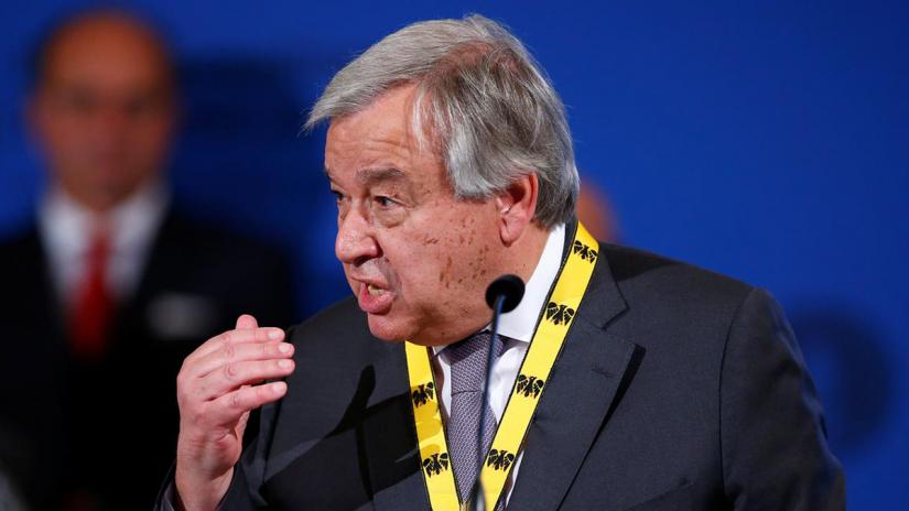 Charlemagne Prize (Karlspreis) recipient, United Nations Secretary-General Antonio Guterres, speaks during the ceremony in Aachen, Germany May 30, 2019. REUTERS/File Photo