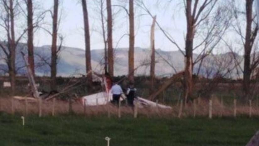 The wreckage of one aircraft which crashed mid-air into another aircraft at the Hood Airdrome, Masteron, killing two. Photo: stuff.co.nz