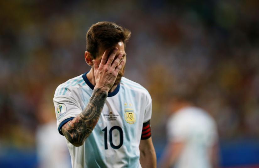 Copa America Brazil 2019 - Group B - Argentina v Colombia - Arena Fonte Nova, Salvador, Brazil - June 15, 2019 Argentina`s Lionel Messi reacts REUTERS