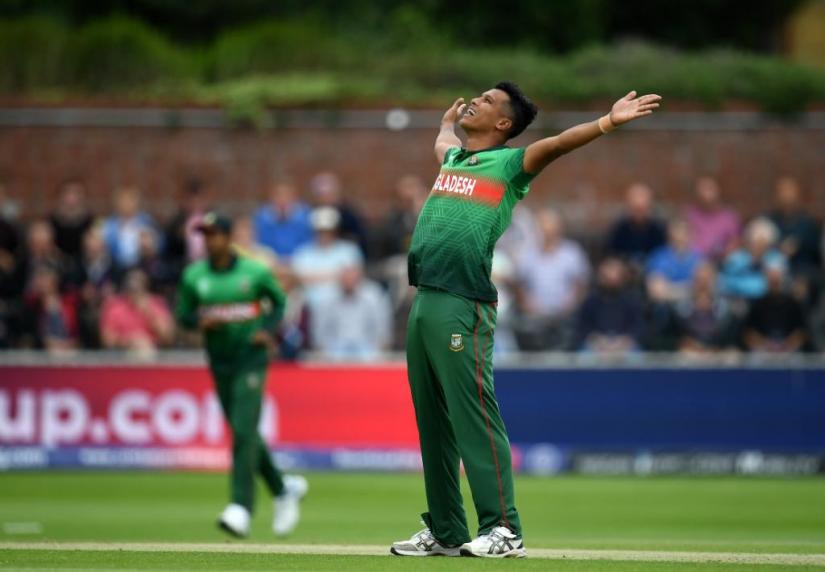 Bangladesh`s Mohammad Saifuddin celebrates taking a wicket in their match against West Indies In ICC Cricket World Cup 2019 at The County Ground, Taunton, on Monday,  June 17, 2019. ICC