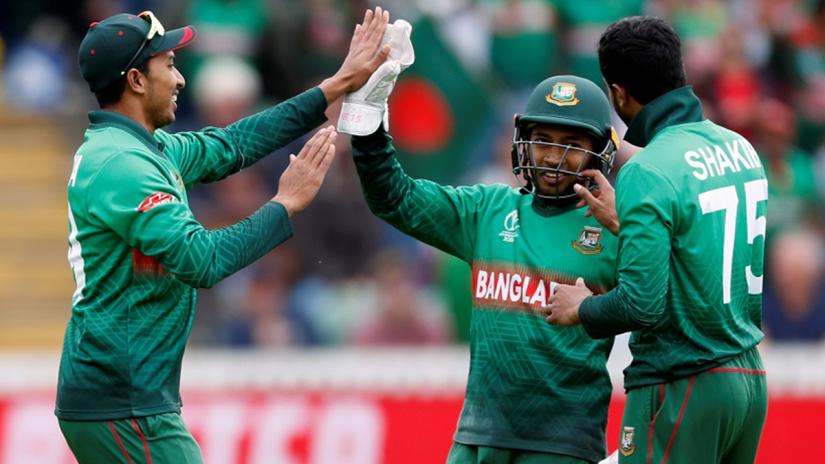 Bangladesh`s Soumya Sarkar celebrates after taking a catch to dismiss West Indies Nicholas Pooran at The County Ground, Taunton, Britain on Jun 17, 2019. Reuters