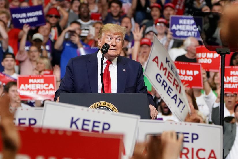 U.S. President Donald Trump speaks at a campaign kick off rally at the Amway Center in Orlando, Florida, U.S., June 18, 2019. REUTERS