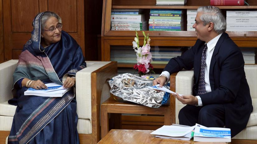 ADB Country Director for its Bangladesh resident mission Manmohan Parkash handed over the ADO to Prime Minister Sheikh Hasina at her Sangsad Bhaban office on Wednesday, Jun 19, 2019. PID