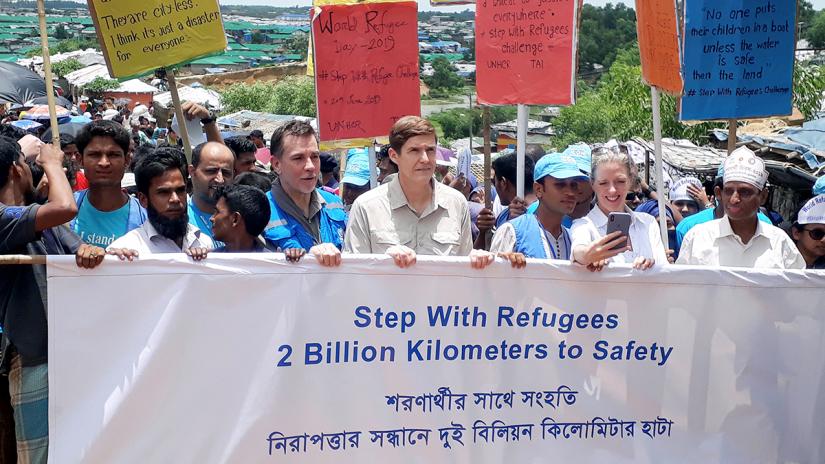 Earl R. Miller, US Ambassador to Bangladesh, participates in a rally to observe World Refugee Day at the Rohingya refugee camp in Cox's Bazar, Bangladesh, June 20, 2019. REUTERS