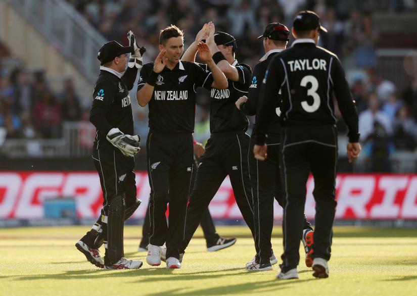 ICC Cricket World Cup - West Indies v New Zealand - Old Trafford, Manchester, Britain - June 22, 2019 New Zealand`s Trent Boult celebrates taking the wicket of West Indies` Ashley Nurse Action Images via Reuters