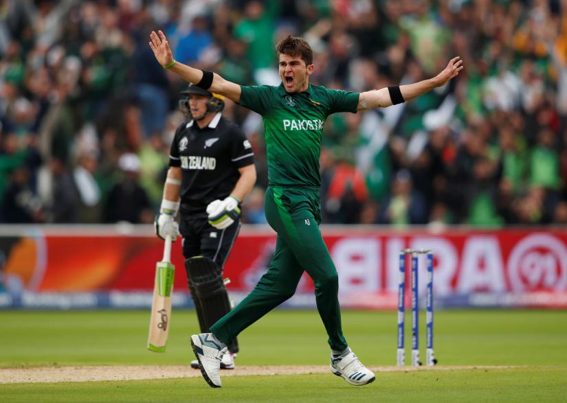 ICC Cricket World Cup - New Zealand v Pakistan - Edgbaston, Birmingham, Britian - June 26, 2019 Pakistan`s Shaheen Afridi appeals successfully for the wicket of New Zealand`s Tom Latham Action Images via Reuters