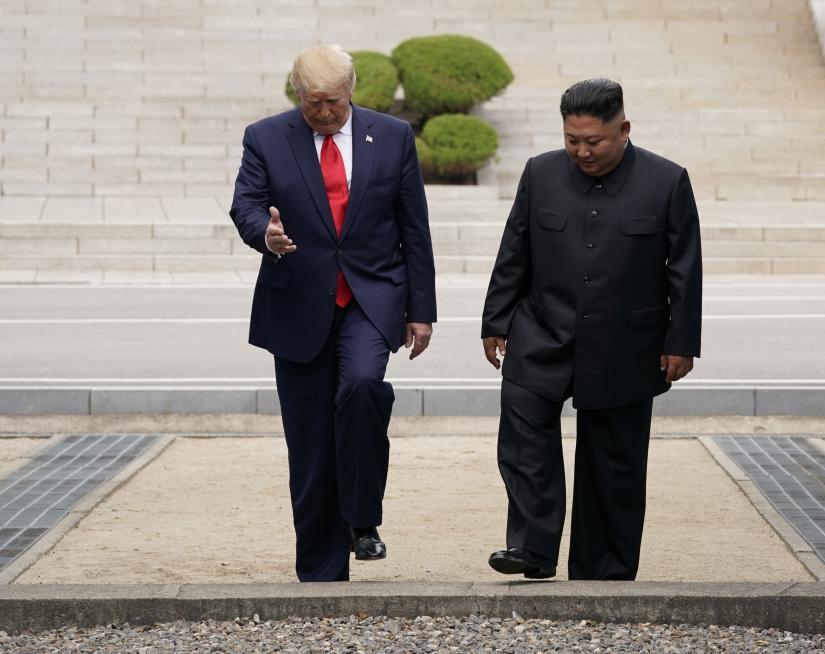 U.S. President Donald Trump meets with North Korean leader Kim Jong Un at the demilitarized zone separating the two Koreas, in Panmunjom, South Korea, June 30, 2019. REUTERS