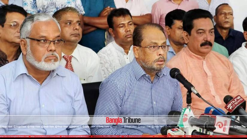 Jatiya Party acting chief GM Quader briefing the media on Tuesday (Jul 9).