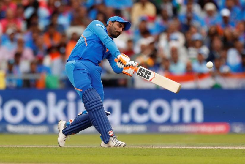 Cricket - ICC Cricket World Cup Semi Final - India v New Zealand - Old Trafford, Manchester, Britain - July 10, 2019 India`s Ravindra Jadeja in action Action Images via Reuters