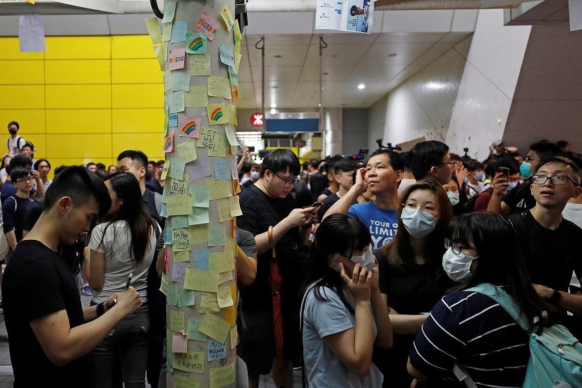 Memos and notices are placed on `Lennon Walls` by anti-extradition bill protesters at Yau Tong in Hong Kong, China July 11, 2019. Picture taken July 11, 2019. REUTERS
