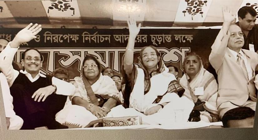 H M Ershad with his political ally Sheikh Hasina
