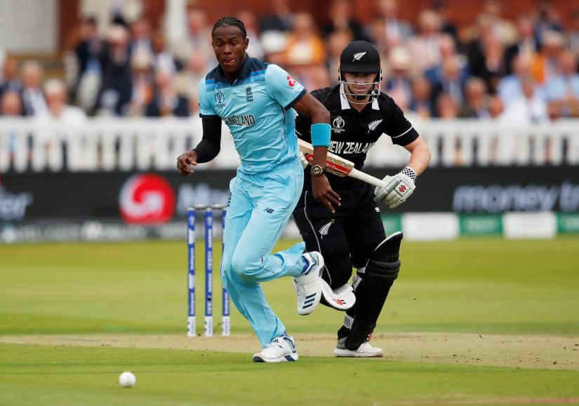 ICC Cricket World Cup Final - New Zealand v England - Lord`s, London, Britain - July 14, 2019 England`s Jofra Archer in action with New Zealand`s Henry Nicholls Action Images via Reuters