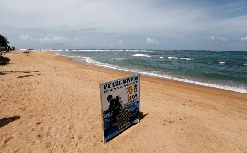 An empty beach is seen near Pearl Divers, a diving school, at Unawatuna beach in Galle, Sri Lanka July 4, 2019. Picture taken July 4, 2019. REUTERS