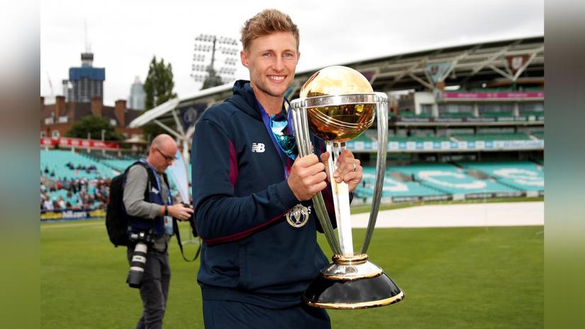 England`s Joe Root with the trophy during the celebrations - ICC Cricket World Cup - England celebrate winning the Cricket World Cup - The Oval, London, Britain - July 15, 2019. Action Images via Reuters