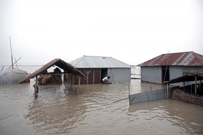 Houses are seen flooded in Kurigram, Bangladesh, July 15, 2019. REUTERS