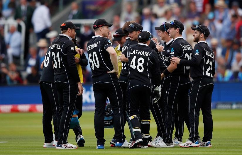 Cricket - ICC Cricket World Cup Final - New Zealand v England - Lord`s, London, Britain - July 14, 2019 New Zealand`s Lockie Ferguson celebrates taking the wicket of England`s Jos Buttler with team mates Action Images via Reuters/File Photo