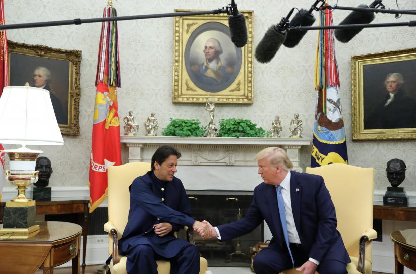 Pakistan’s Prime Minister Imran Khan shakes hands with U.S. President Donald Trump at the start of their meeting in the Oval Office of the White House in Washington, U.S., July 22, 2019. REUTERS