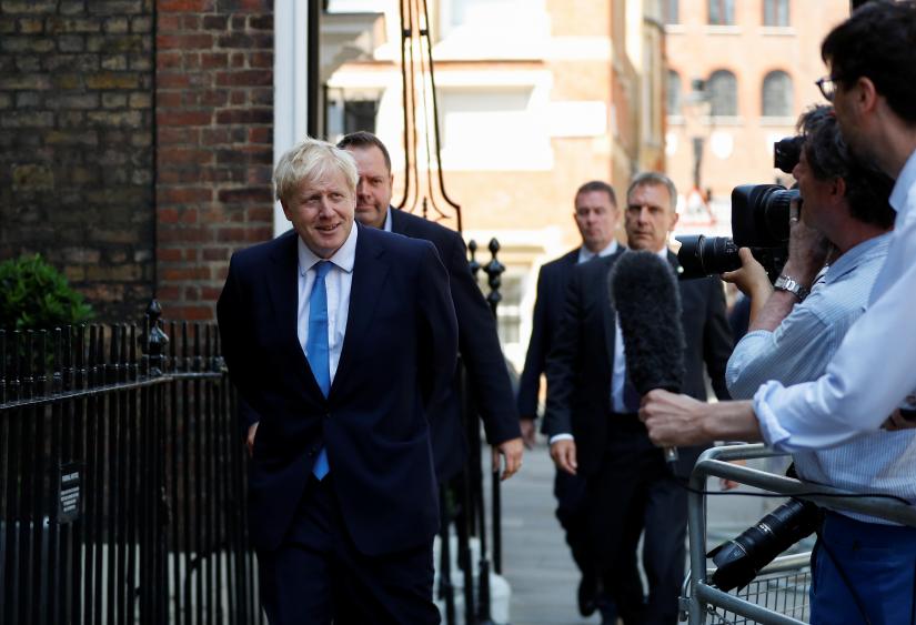 Boris Johnson is seen outside his campaign headquarters after being announced as Britain`s next Prime Minister in London, Britain July 23, 2019. REUTERS