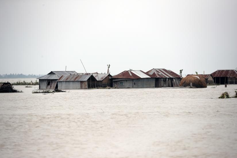 Houses are seen flooded in Jamalpur, Bangladesh, July 22, 2019. Picture taken July 22, 2019. REUTERS